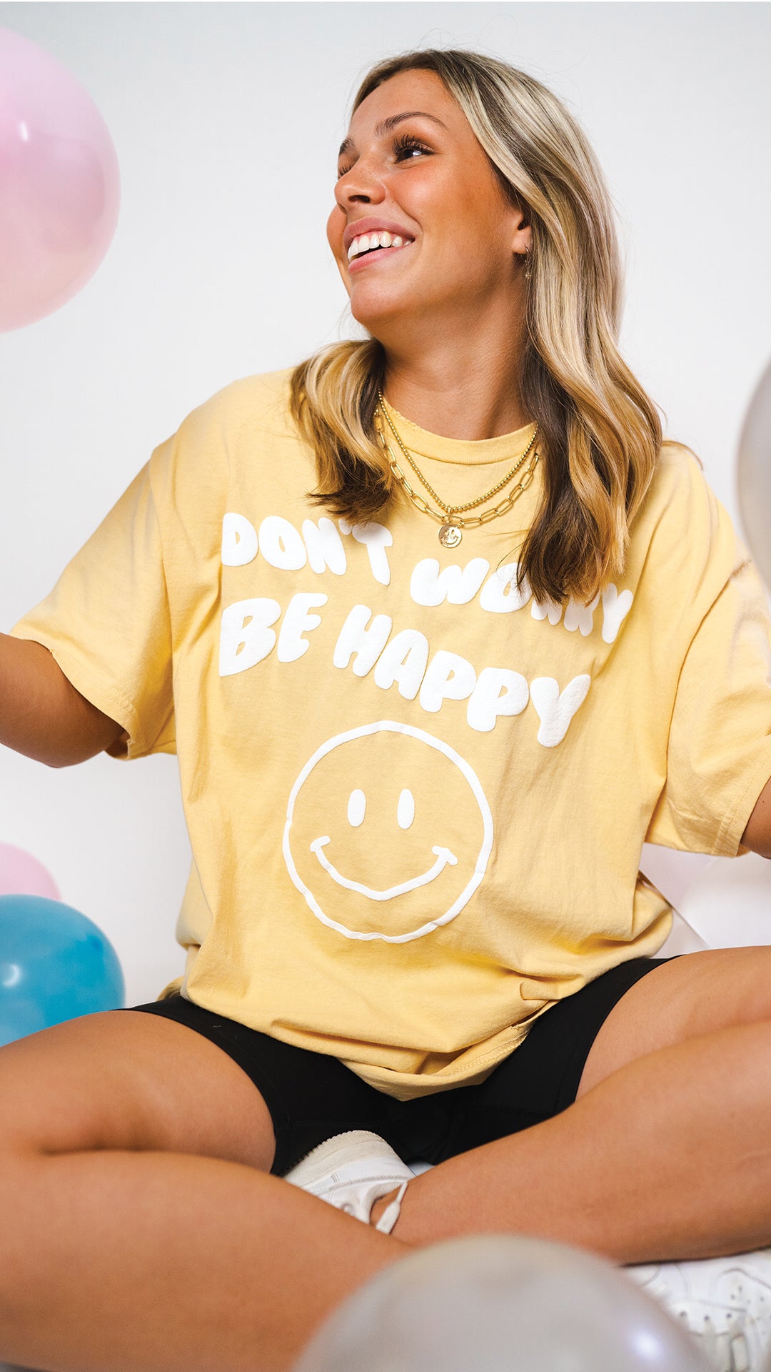 Don't Worry Be Happy Thrifted Tee