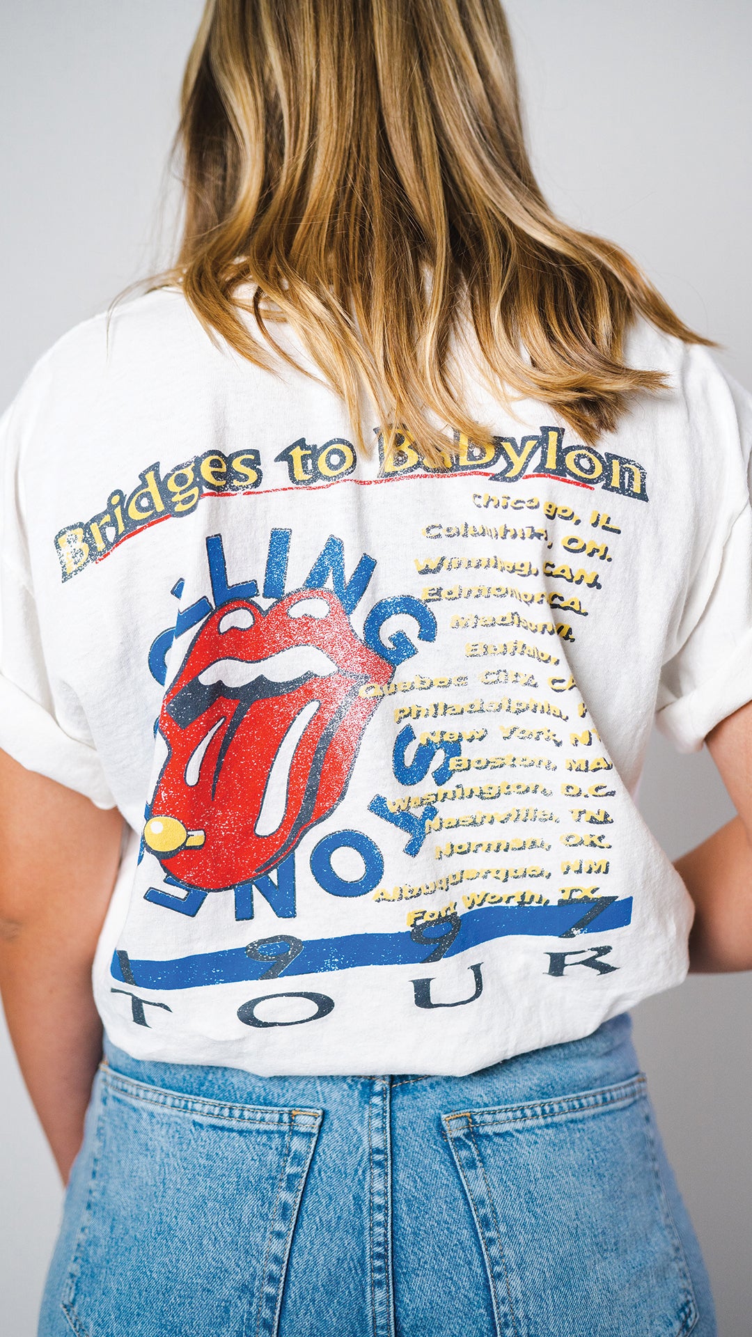 Rolling Stones White Thrifted Tee