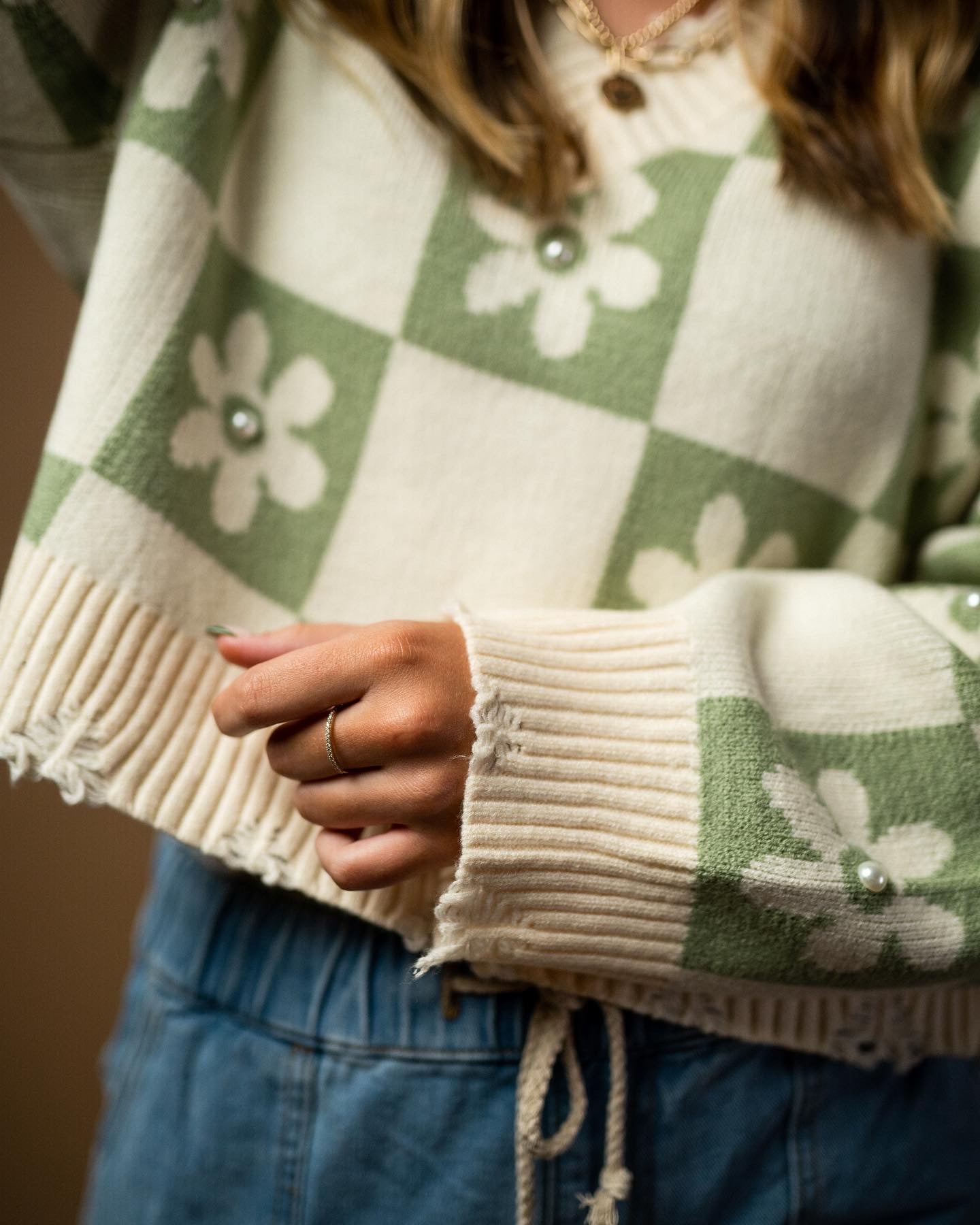 Distressed Daisy Sweater