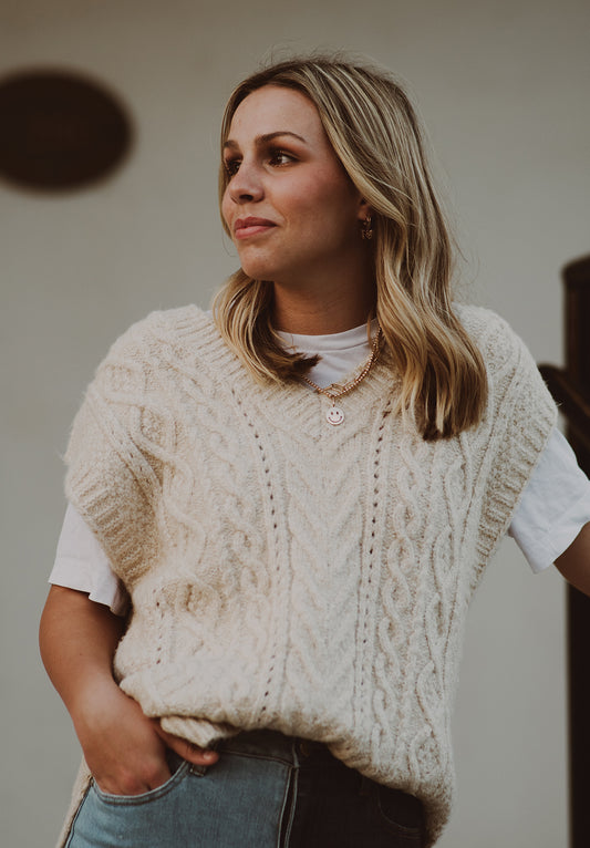 V Neck Cable Knit Sweater