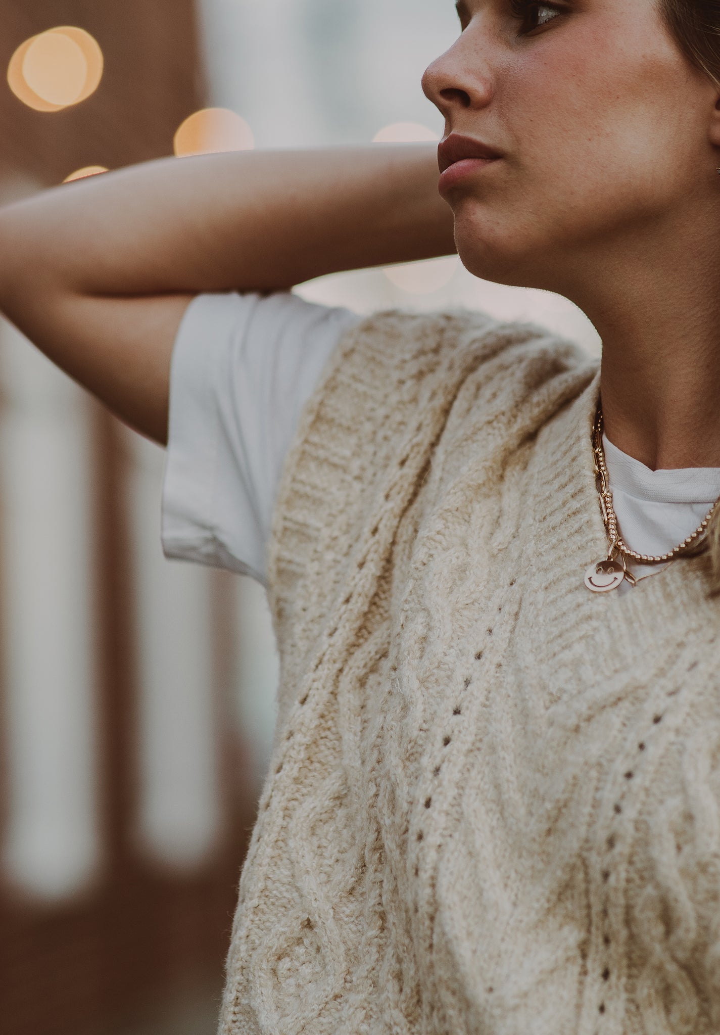 V Neck Cable Knit Sweater